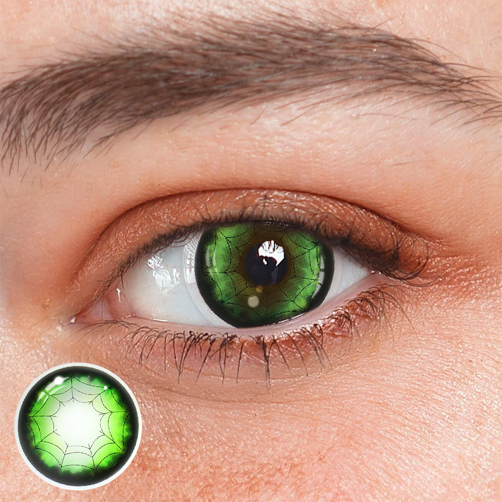Cosplay Spider Web Green Coloured Contact Lenses